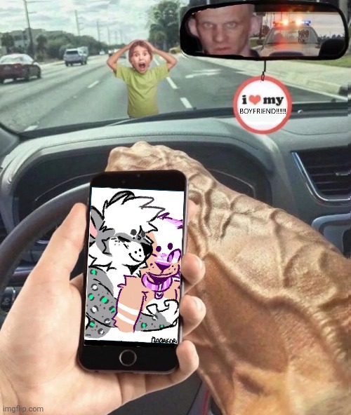 The art on the phone is by @oapakorgs on twitter | made w/ Imgflip meme maker