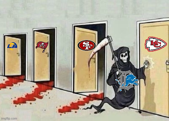 Detroit Lions Grimm Reaper | image tagged in grim reaper 4 doors | made w/ Imgflip meme maker