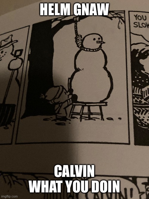 HELM GNAW; CALVIN WHAT YOU DOIN | made w/ Imgflip meme maker