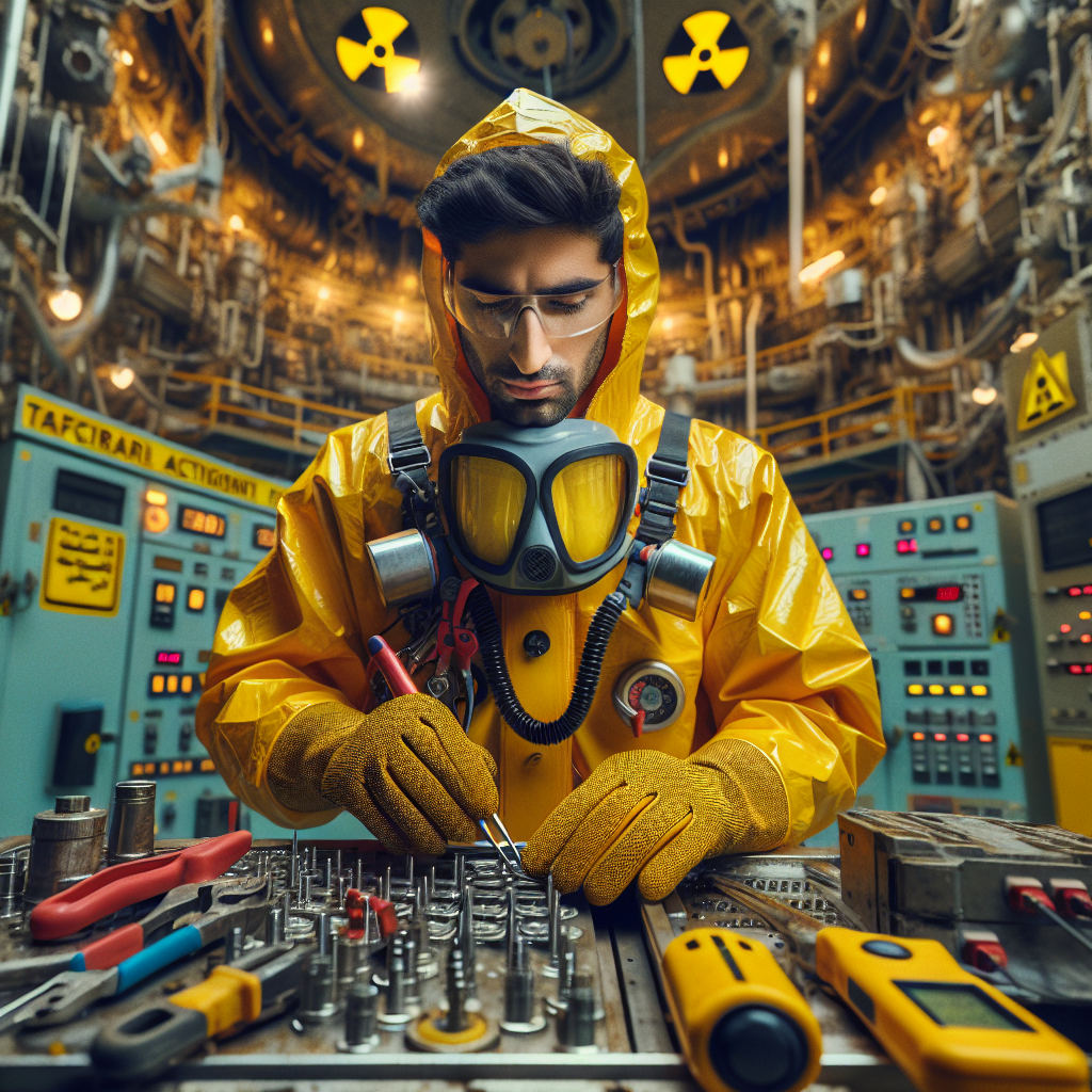 Nuclear Engineer fixing a nuclear reactor Blank Meme Template