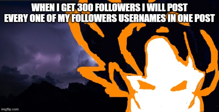 LowTeirGoob | WHEN I GET 300 FOLLOWERS I WILL POST EVERY ONE OF MY FOLLOWERS USERNAMES IN ONE POST | image tagged in lowteirgoob | made w/ Imgflip meme maker