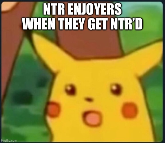 Surprised Pikachu | NTR ENJOYERS WHEN THEY GET NTR’D | image tagged in surprised pikachu | made w/ Imgflip meme maker