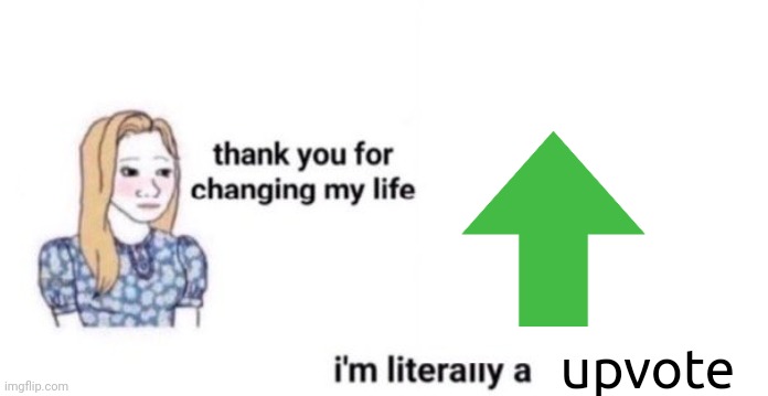 Thank you for changing my life | upvote | image tagged in thank you for changing my life | made w/ Imgflip meme maker
