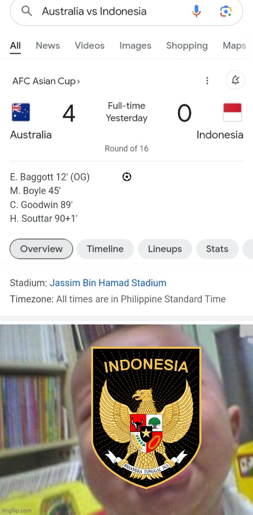 Australia 4-0 Indonesia (Indonesia are out of the Asian Cup after a Round of 16 loss to Australia) | image tagged in funny crying baby,memes,asian cup,indonesia,soccer | made w/ Imgflip meme maker