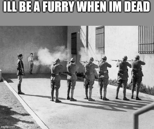 firing squad | ILL BE A FURRY WHEN IM DEAD | image tagged in firing squad | made w/ Imgflip meme maker