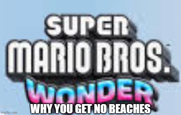 super mario bros wonder | WHY YOU GET NO BEACHES | image tagged in super mario bros wonder | made w/ Imgflip meme maker