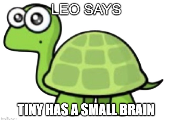 Tiny | LEO SAYS; TINY HAS A SMALL BRAIN | image tagged in tiny | made w/ Imgflip meme maker