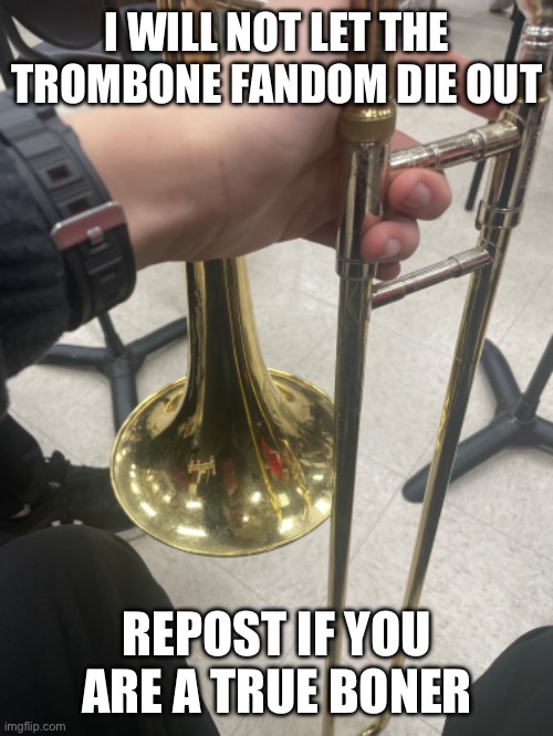 I WILL NOT LET THE TROMBONE FANDOM DIE OUT; REPOST IF YOU ARE A TRUE BONER | made w/ Imgflip meme maker