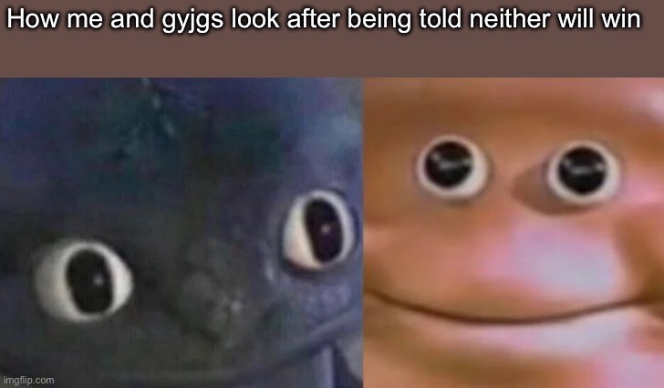 Awkward Realization Two Faces | How me and gyjgs look after being told neither will win | image tagged in awkward realization two faces | made w/ Imgflip meme maker