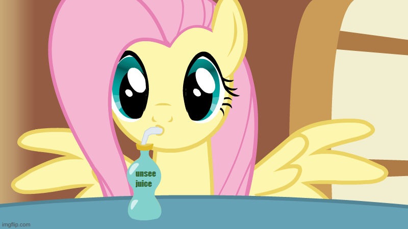 Fluttershy drinking Unsee Juice | image tagged in fluttershy drinking unsee juice | made w/ Imgflip meme maker