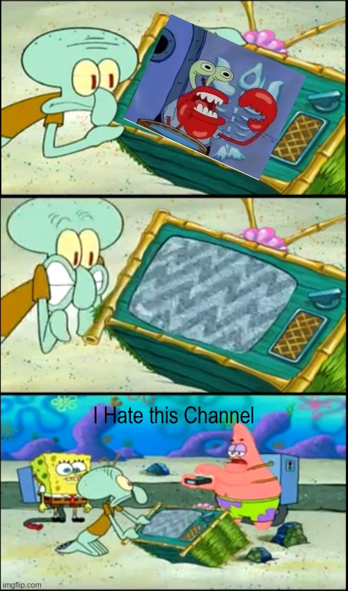 Patrick Hates Mr Krabs Choking On An Apple | image tagged in patrick i hate this channel by rileyagnew | made w/ Imgflip meme maker