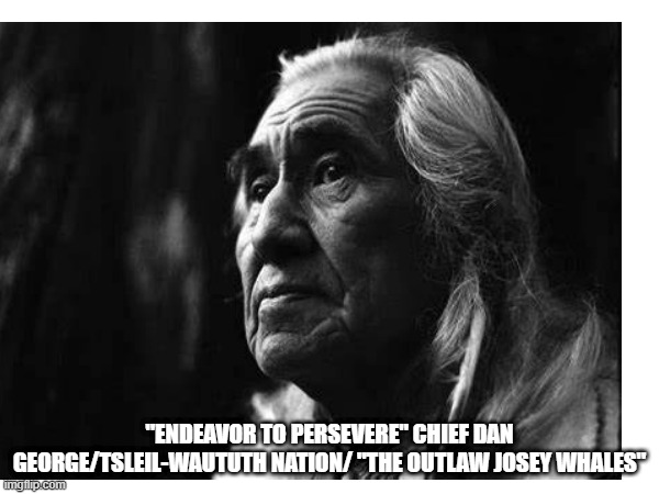 Reflections | "ENDEAVOR TO PERSEVERE" CHIEF DAN GEORGE/TSLEIL-WAUTUTH NATION/ "THE OUTLAW JOSEY WHALES" | image tagged in dan george,josey whales,honor | made w/ Imgflip meme maker