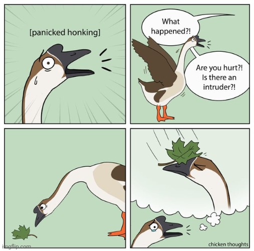 Intruder | image tagged in intruder,leaf,leaves,chicken thoughts,comics,comics/cartoons | made w/ Imgflip meme maker