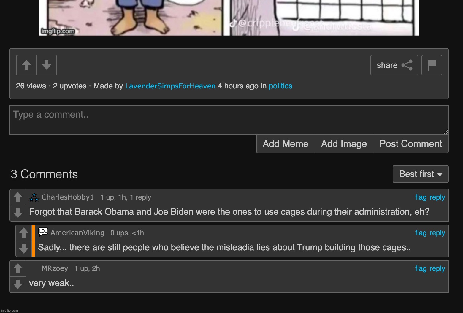 HOLY SHIT PPL ACTUALLY COMMENTED ON THE IMAGE I POSTED IN THE POLITICS STREAM | made w/ Imgflip meme maker