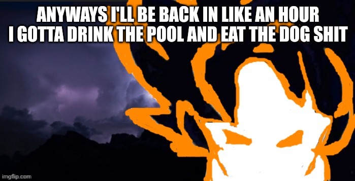 LowTeirGoob | ANYWAYS I'LL BE BACK IN LIKE AN HOUR I GOTTA DRINK THE POOL AND EAT THE DOG SHIT | image tagged in lowteirgoob | made w/ Imgflip meme maker