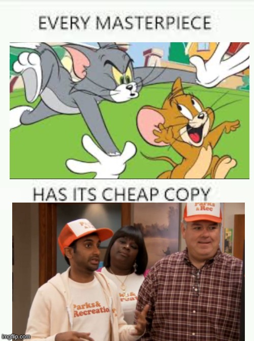 Tom and Jerry V Tom and Jerry | image tagged in every masterpiece has its cheap copy | made w/ Imgflip meme maker