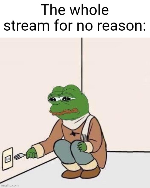 Sad Pepe Suicide | The whole stream for no reason: | image tagged in sad pepe suicide | made w/ Imgflip meme maker