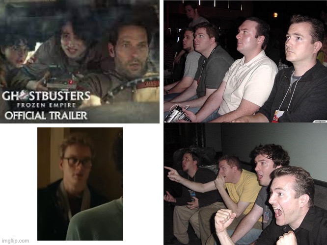 If I see this movie, it will be entirely because of James Acaster. | image tagged in reaction guys,ghostbusters,james acaster | made w/ Imgflip meme maker