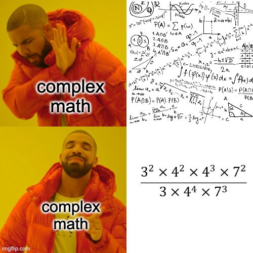 math POV | complex math; complex math | image tagged in memes,drake hotline bling,math | made w/ Imgflip meme maker