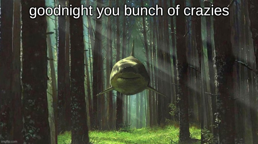 cya | goodnight you bunch of crazies | image tagged in shark in forest | made w/ Imgflip meme maker