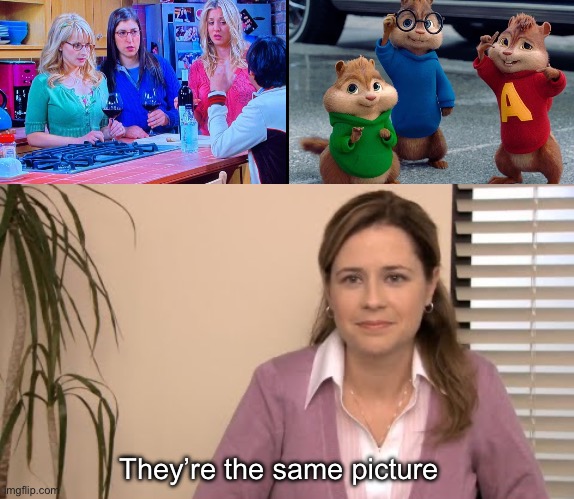 Chipmunks vs Big Bang | They’re the same picture | image tagged in they're the same picture,big bang theory,chipmunks | made w/ Imgflip meme maker