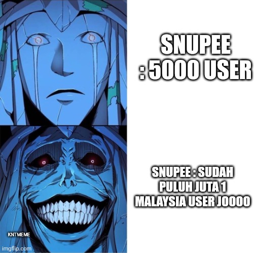 Snupee 30 Jan 2024 | SNUPEE : 5000 USER; SNUPEE : SUDAH PULUH JUTA 1 MALAYSIA USER JOOOO; KNTMEME | image tagged in shinsang smiling solo levelling | made w/ Imgflip meme maker