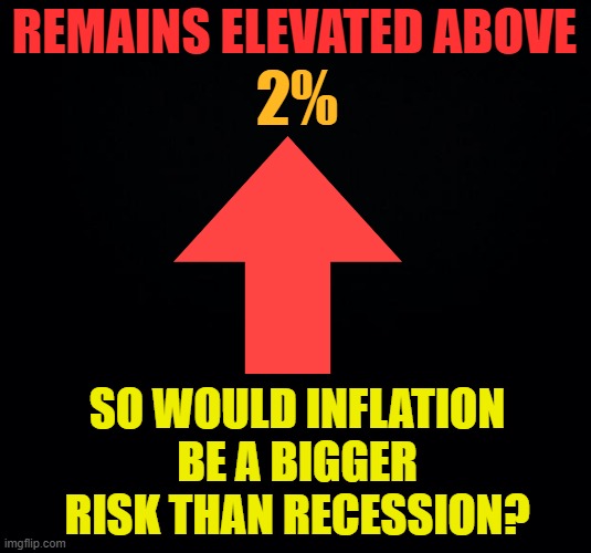 Inflation | REMAINS ELEVATED ABOVE; 2%; SO WOULD INFLATION BE A BIGGER RISK THAN RECESSION? | image tagged in memes,inflation,big,risk,over,recession | made w/ Imgflip meme maker