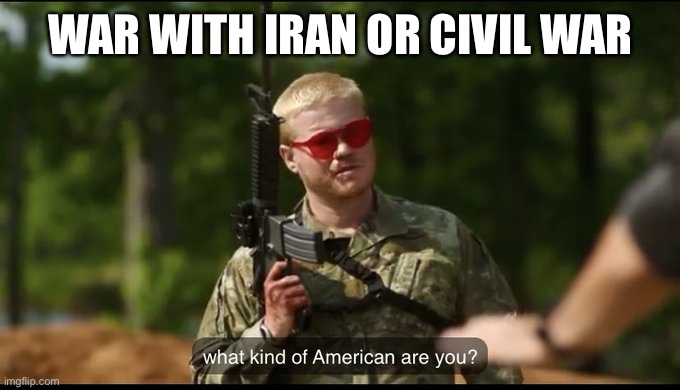 You can’t have both | WAR WITH IRAN OR CIVIL WAR | image tagged in what kind of american are you | made w/ Imgflip meme maker