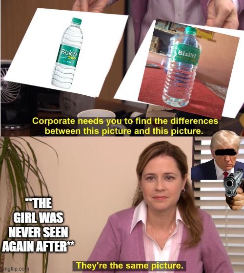 They're The Same Picture Meme | **THE GIRL WAS NEVER SEEN AGAIN AFTER** | image tagged in memes,they're the same picture | made w/ Imgflip meme maker