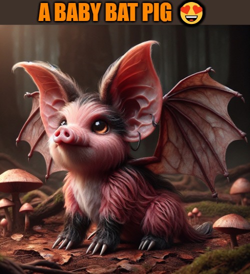 baby bat pig | A BABY BAT PIG 😍 | made w/ Imgflip meme maker