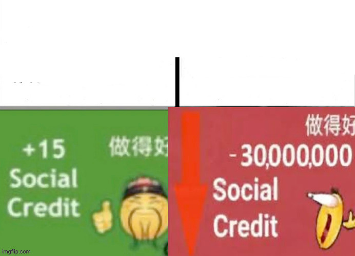 social credit increase vs decrease Blank Meme Template