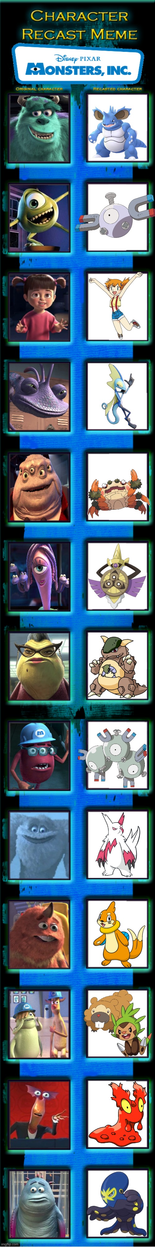 Pocket-MONSTERS INC | image tagged in your monsters inc recast,pokemon,monsters inc | made w/ Imgflip meme maker