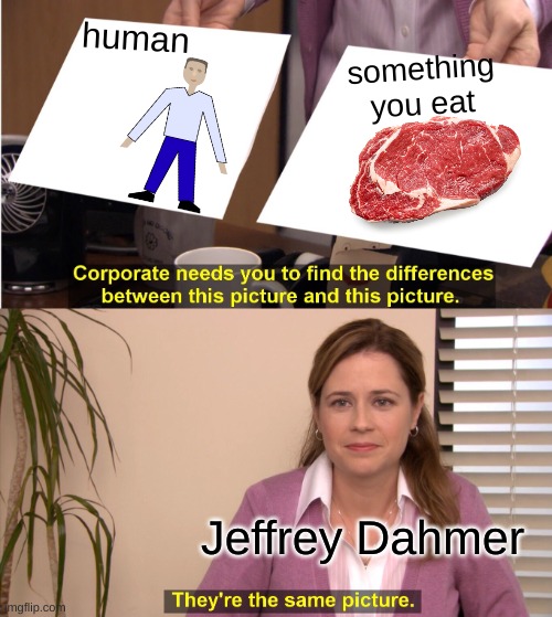 They're The Same Picture Meme | human; something you eat; Jeffrey Dahmer | image tagged in memes,they're the same picture | made w/ Imgflip meme maker