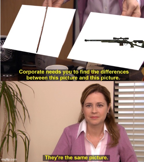 Ah, the old days | image tagged in memes,they're the same picture,stick,sniper rifle | made w/ Imgflip meme maker