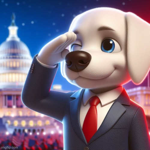 White Labrador Saluting | image tagged in white labrador saluting | made w/ Imgflip meme maker