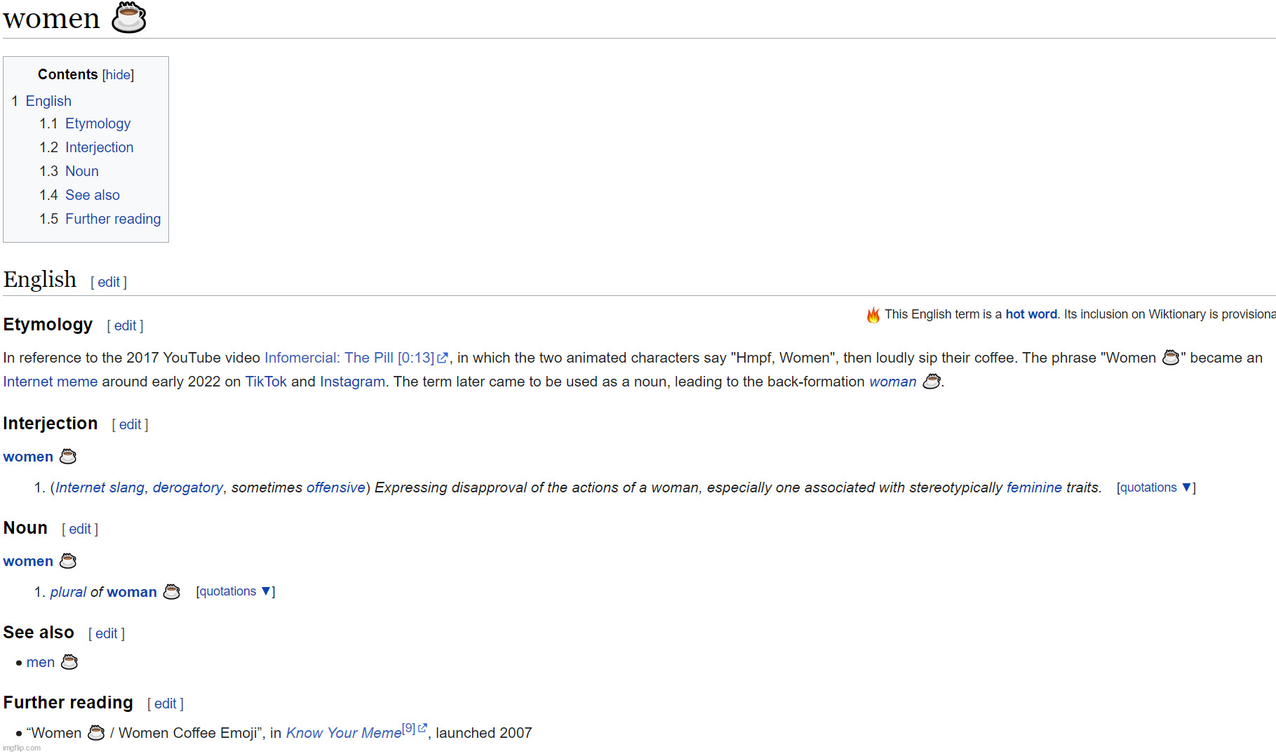 Wiktionary (like wikipedia but a dictionary) literally has an entry for this | made w/ Imgflip meme maker