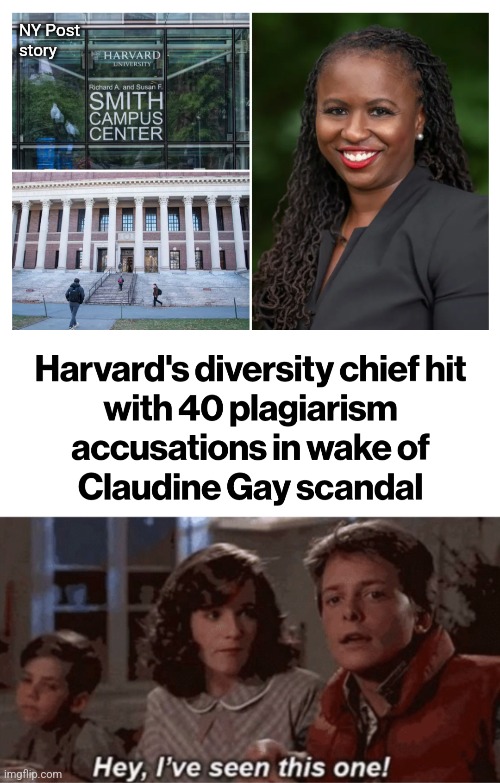 I'm getting tired of democrat re-runs | NY Post
story | image tagged in hey i've seen this one,harvard,diversity,dei,democrats,plagiarism | made w/ Imgflip meme maker