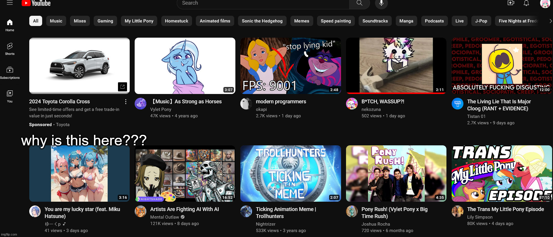 yt page idk | why is this here??? | made w/ Imgflip meme maker