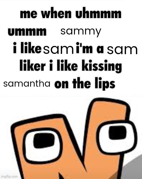 sammy sam sam samantha | image tagged in me when uhmm umm | made w/ Imgflip meme maker