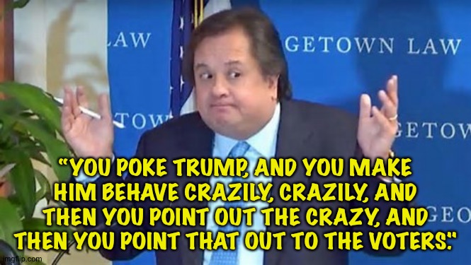 George Conway may have figured out how to beat Trump. | “YOU POKE TRUMP, AND YOU MAKE HIM BEHAVE CRAZILY, CRAZILY, AND THEN YOU POINT OUT THE CRAZY, AND THEN YOU POINT THAT OUT TO THE VOTERS." | image tagged in george conway | made w/ Imgflip meme maker