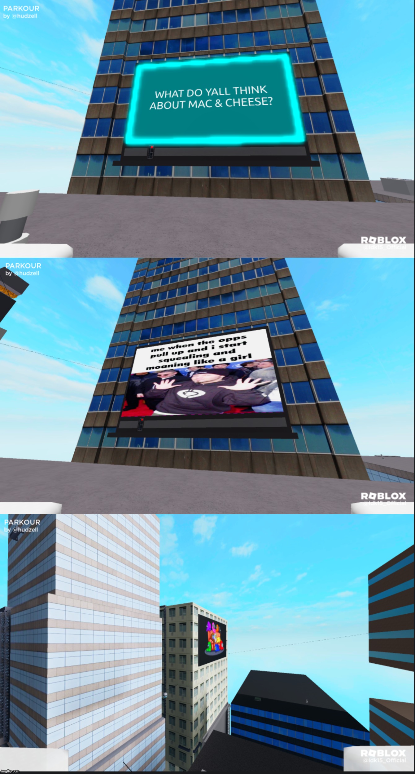The types of billboards I find while exploring the game | image tagged in parkour | made w/ Imgflip meme maker