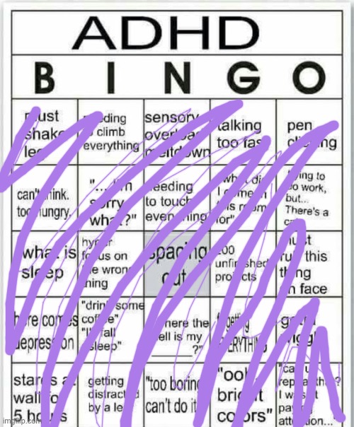 adhd bingo | image tagged in adhd bingo | made w/ Imgflip meme maker