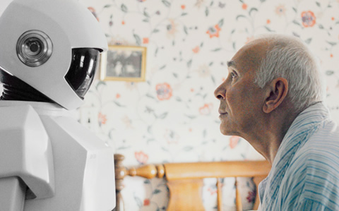 High Quality Old Man and Robot A.I. Blank Meme Template
