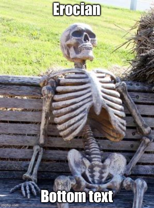 Waiting Skeleton Meme | Erocian Bottom text | image tagged in memes,waiting skeleton | made w/ Imgflip meme maker