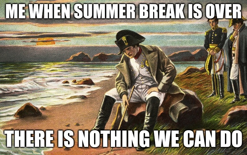 Napoleon | ME WHEN SUMMER BREAK IS OVER; THERE IS NOTHING WE CAN DO | image tagged in napoleon | made w/ Imgflip meme maker