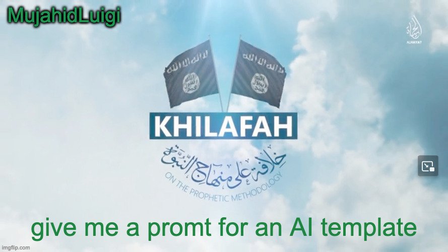 MujahidLuigi announcement template | give me a promt for an AI template | image tagged in mujahidluigi announcement template | made w/ Imgflip meme maker