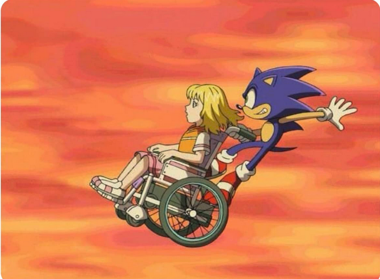 Sonic riding girl's wheelchair Blank Meme Template