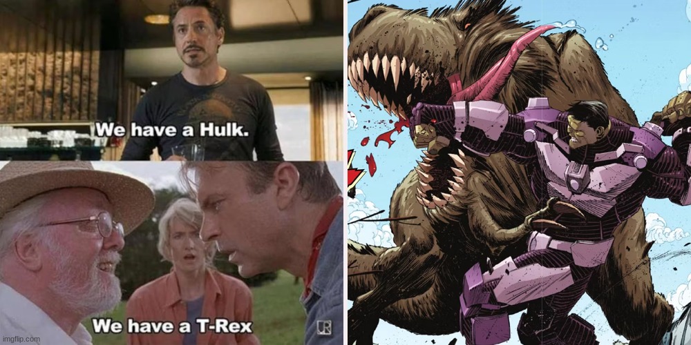 image tagged in jurassic park,marvel | made w/ Imgflip meme maker
