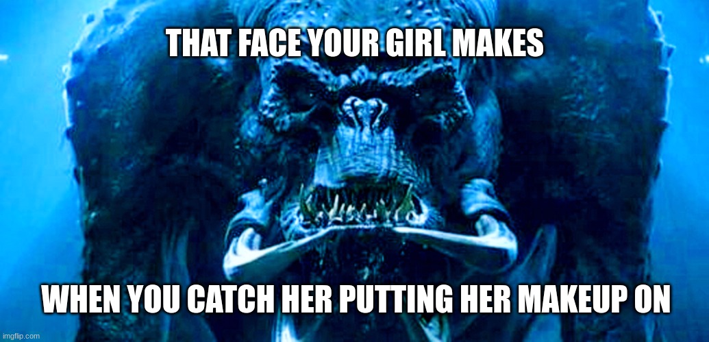 Is it Just Me? | THAT FACE YOUR GIRL MAKES; WHEN YOU CATCH HER PUTTING HER MAKEUP ON | image tagged in gorog from sw tfu2 trailer | made w/ Imgflip meme maker