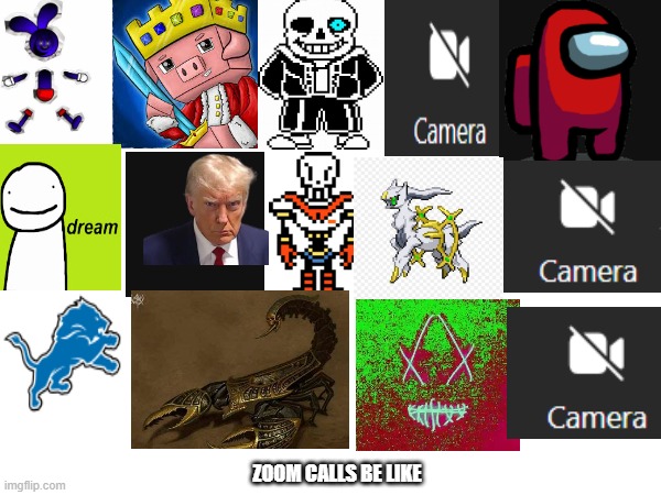 ZOOM CALLS BE LIKE | image tagged in zoom,technoblade,clone vpn,dream,trump,detroit lions | made w/ Imgflip meme maker